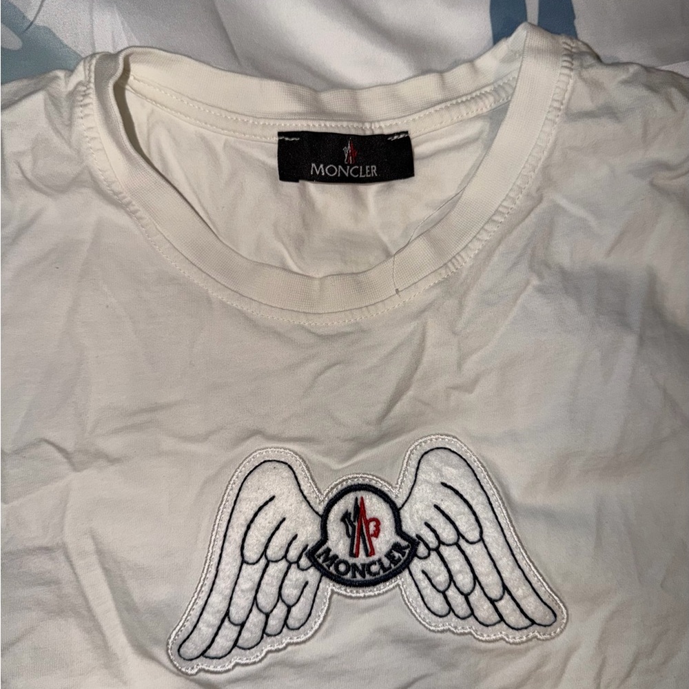 Moncler Off-White Tee with Winged Logo - Picture 2 of 4